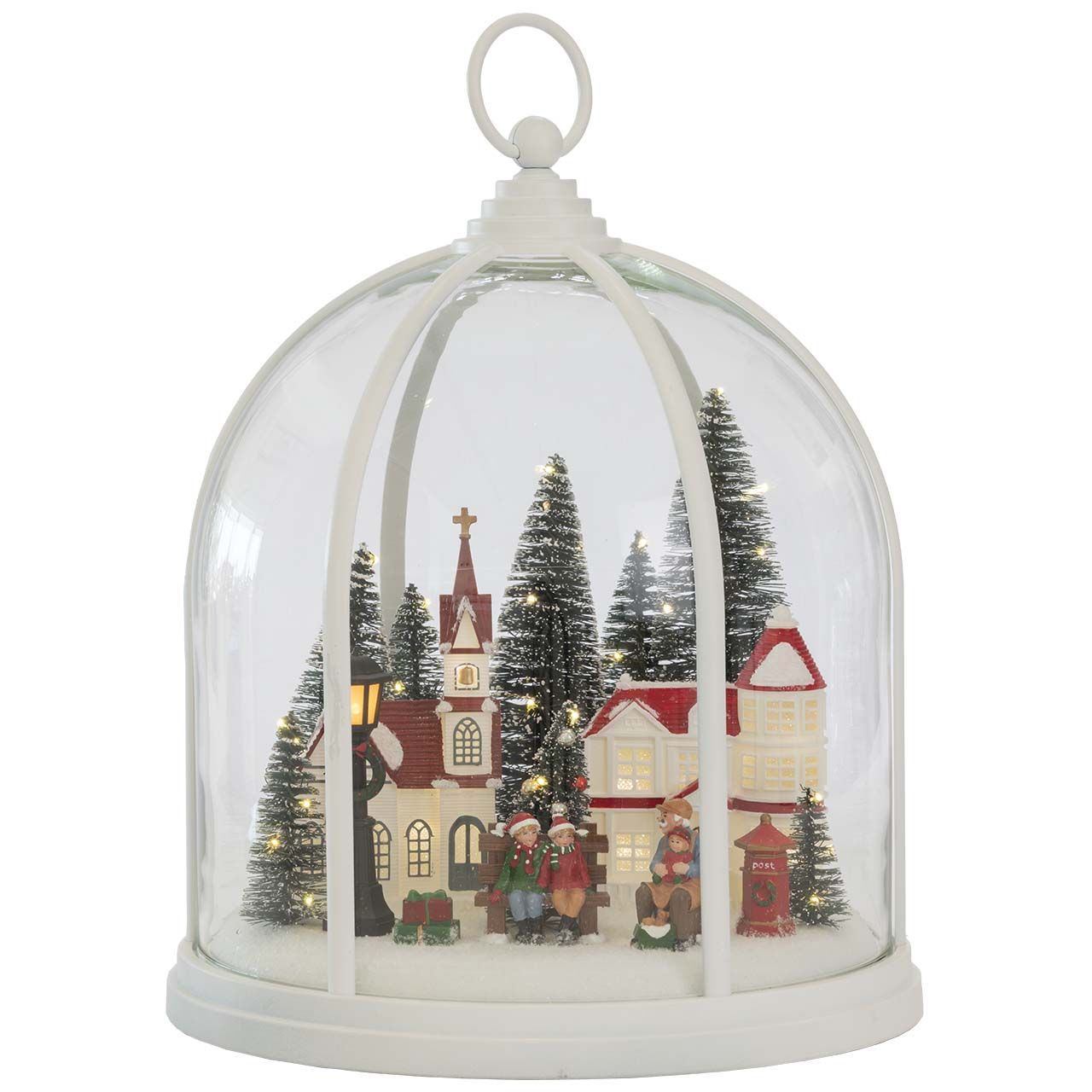 SERRA CUPOLA BIANCA D. 26x31 CON LUCI E AMBIENTAZIONE NATALIZIAA